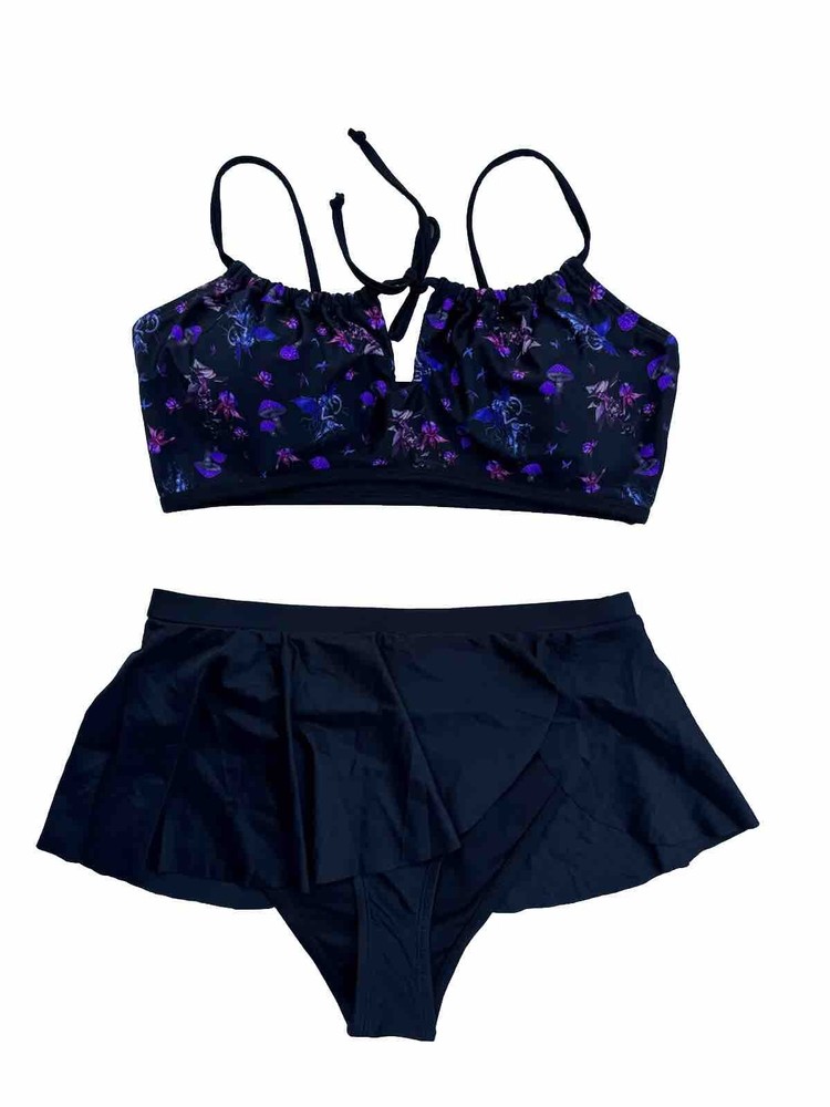 Hot Topic Fairies Cinched Swim Top with Black Bottoms - Size Medium-image