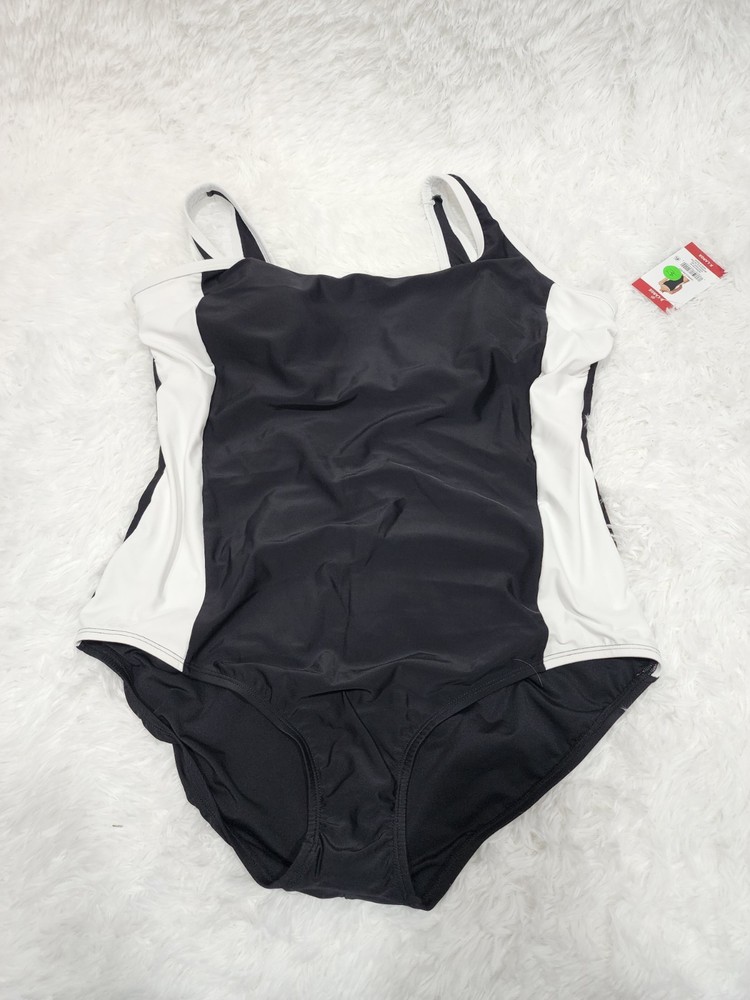Lands End One Piece Bathing Suit White And Black Size X-Large