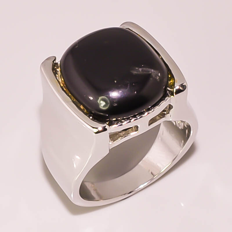 Black Onyx Gemstone 925 Sterling Silver Plated Ring Size 5