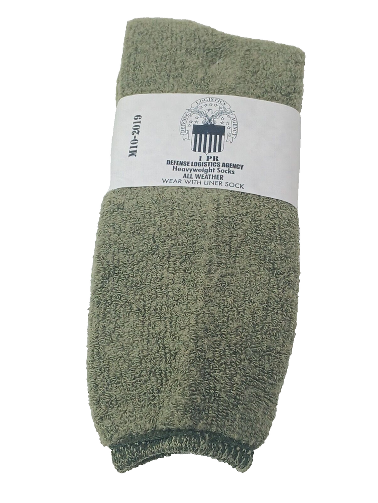 Defense Logistics Agency 1 Pair Olive Drab Green Heavyweight Outer Socks Size 9-image