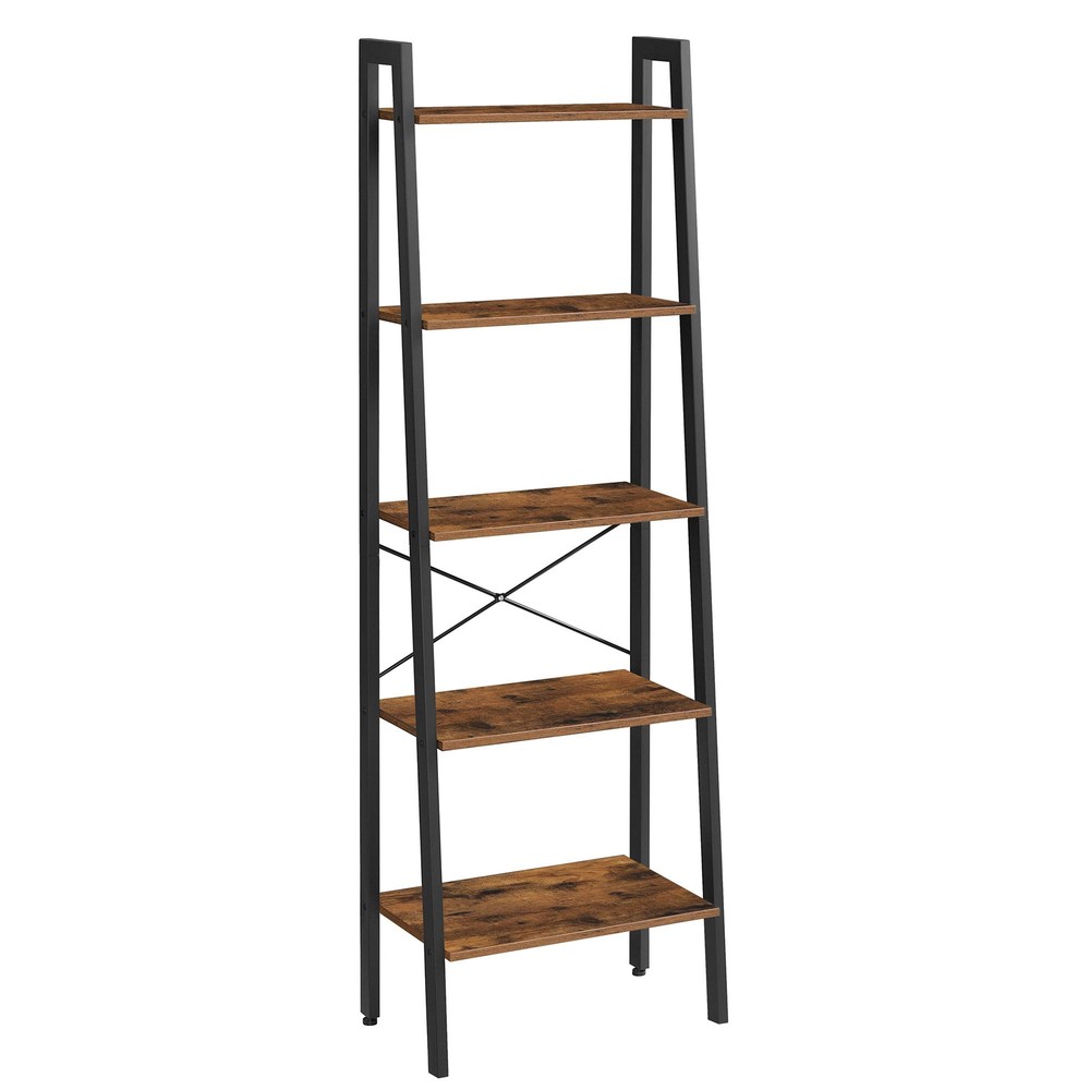 VASAGLE 5-Tier Vintage Ladder Shelf for Books Plants and Storage Wooden Bookcase