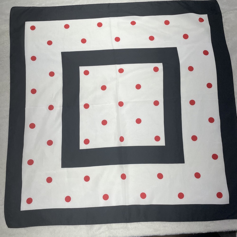 Vintage Glentex Scarf Black White Red Polka Dot Square Made In Italy MidMid Gogo