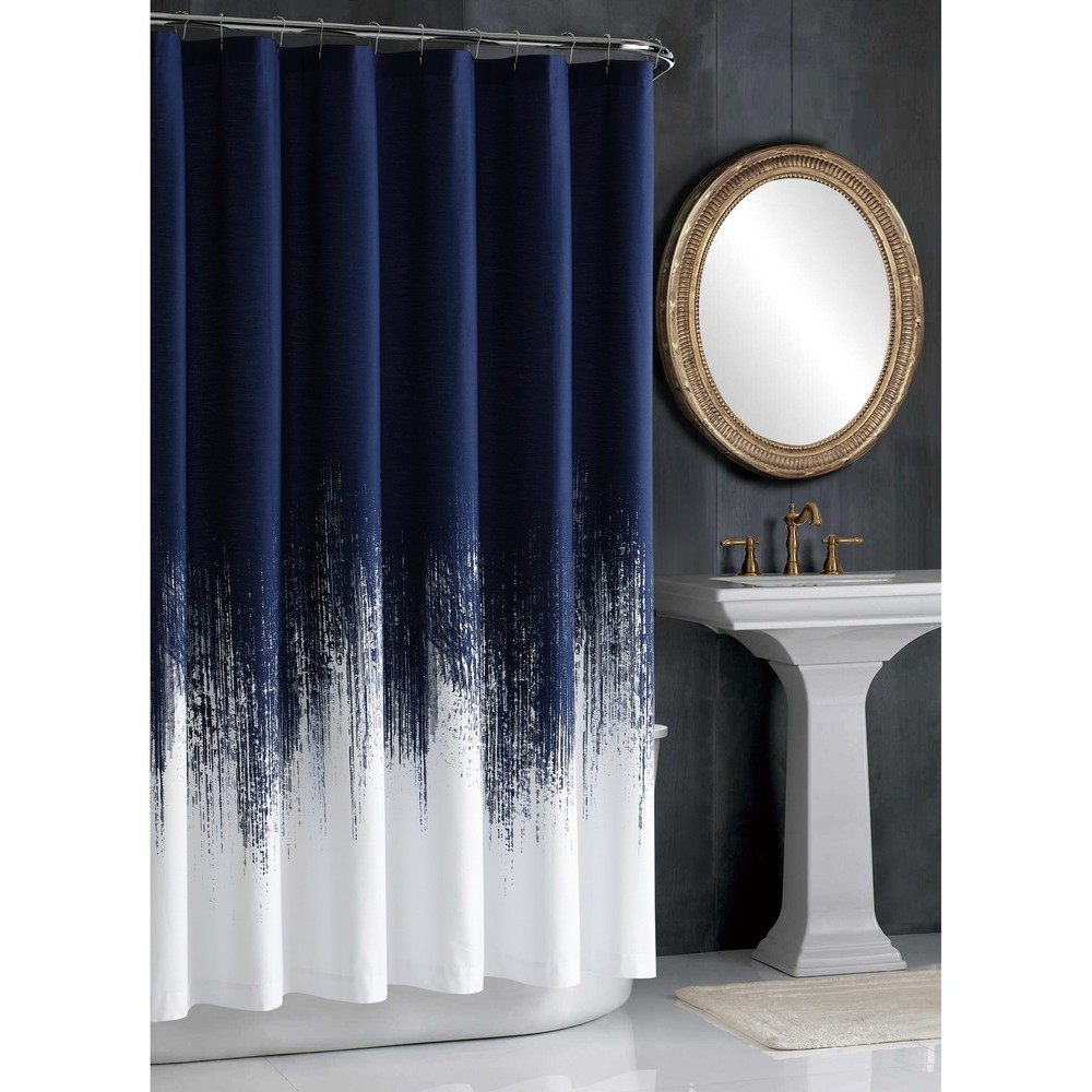 Vince Camuto Lyon Brushstroke Print Shower Curtain Waterproof Fabric Bathroom Decor