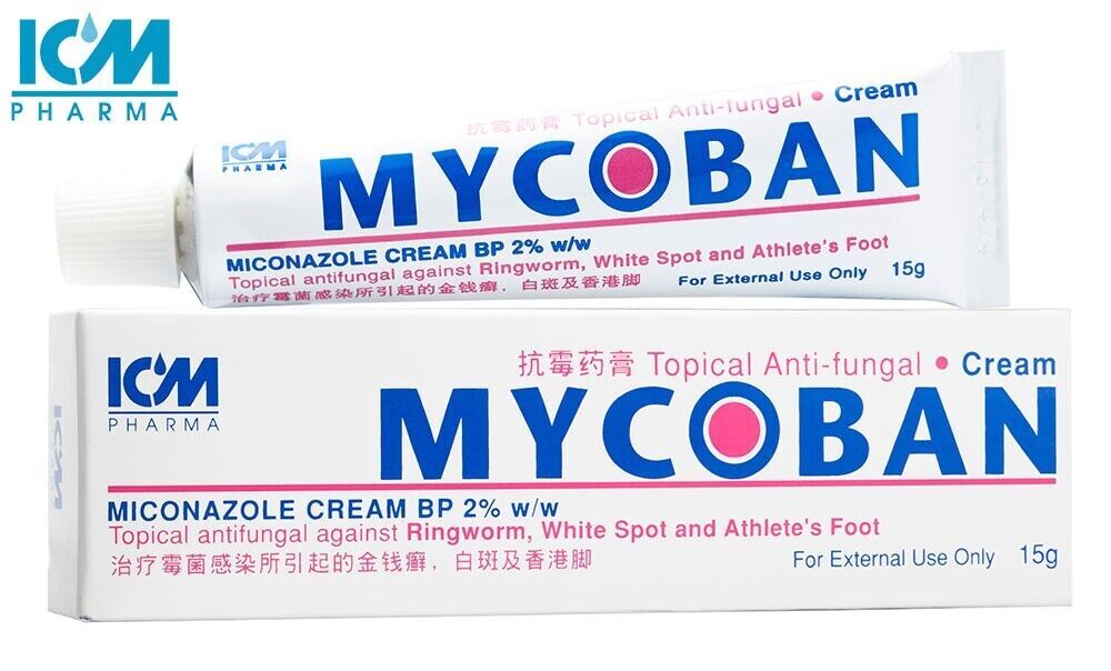 ICM Pharma Mycoban Anti-Fungal Cream For Ringworm Athlete's Foot White Spot 15g