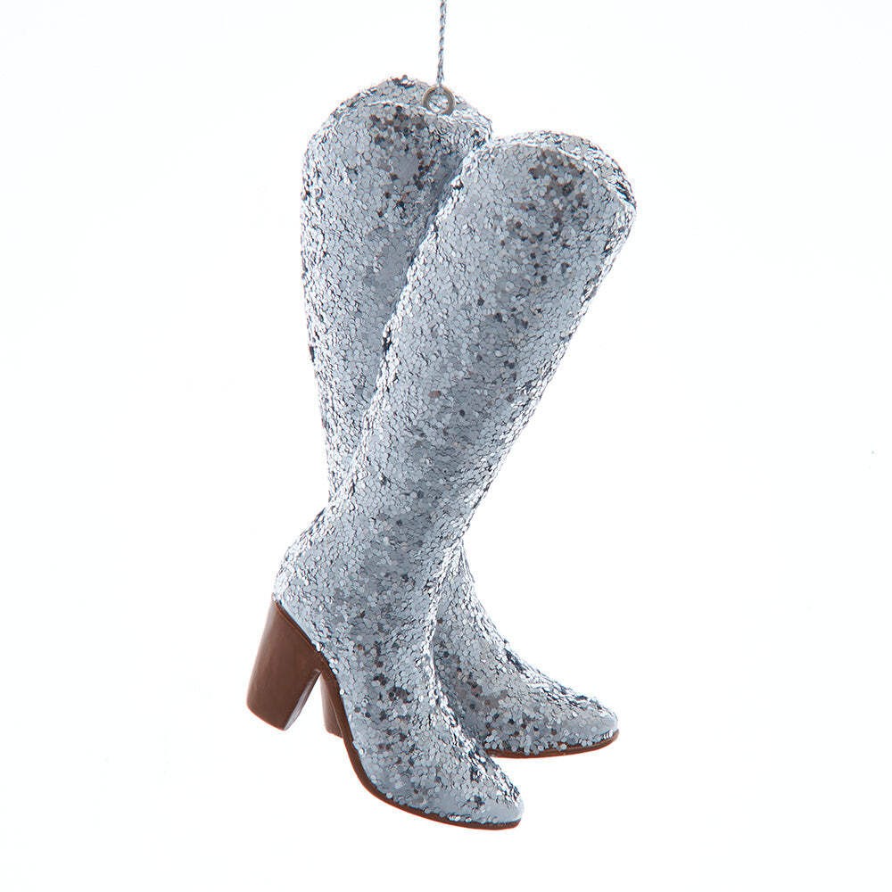 Silver Glitter Boot Resin Ornament 4