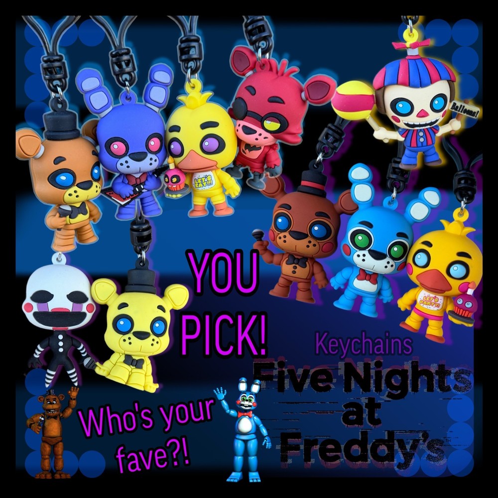 Five Nights at Freddy’s FNAF Figural Bag Clip Series 1 YOU PICK 3D Foam Keychain