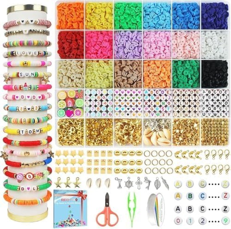 5100 Flat Clay Beads for DIY Bracelet Making Kit and Friendship Jewelry