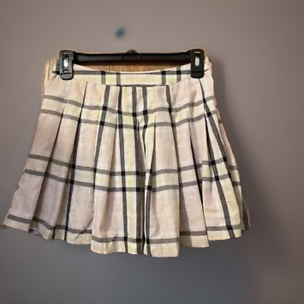Faded Rose Women’s Pink Plaid Pleated School Girl Mini Skirt Academia Size Small