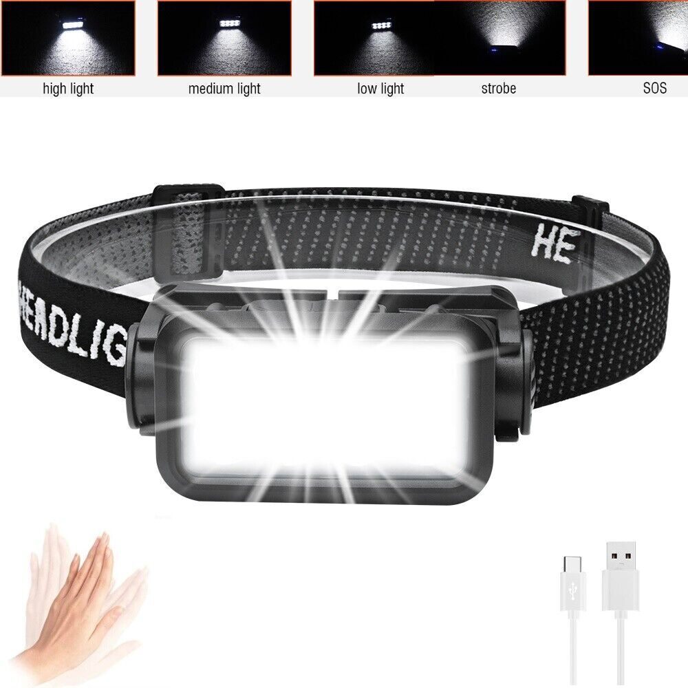 NNEDSZ BROUIT LED Motion Sensor Head Torch Headlight Rechargeable Headlamp Water