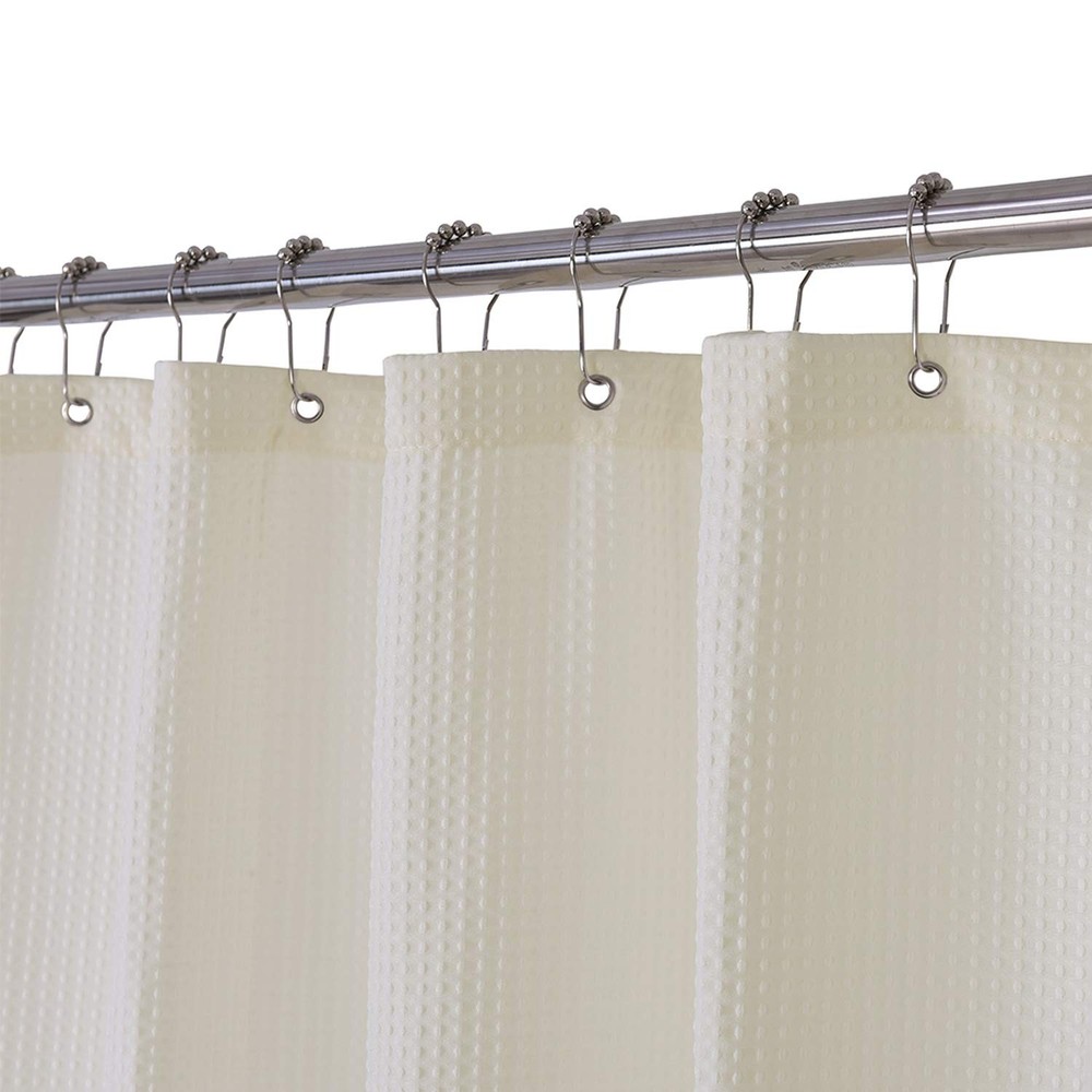 Luxury Hotel Spa Waffle Weave Fabric Shower Curtain 84 Inch Water Repellent