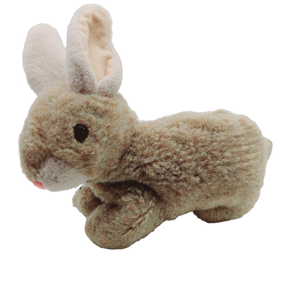 Ty Rabbit Plush Brown Beige Bunny  Realistic Pink Nose Stuffed Animal 1997