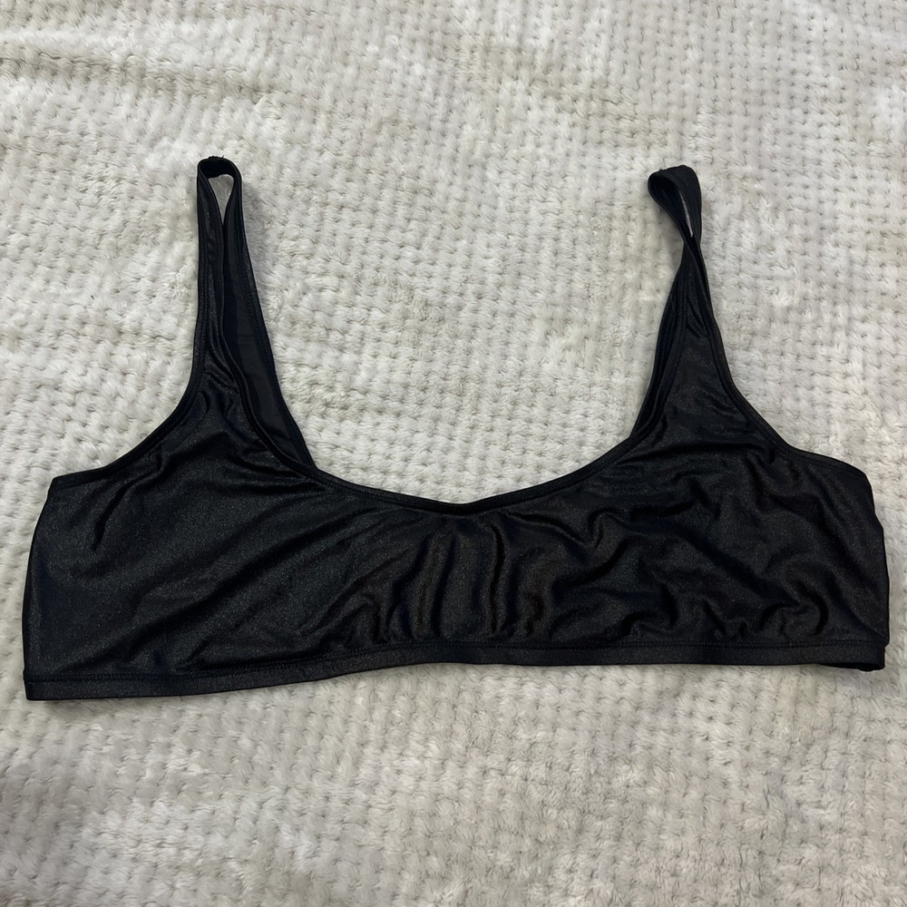 Skims Shine Swim Scoop Neck Bikini Top Size 3x Onyx