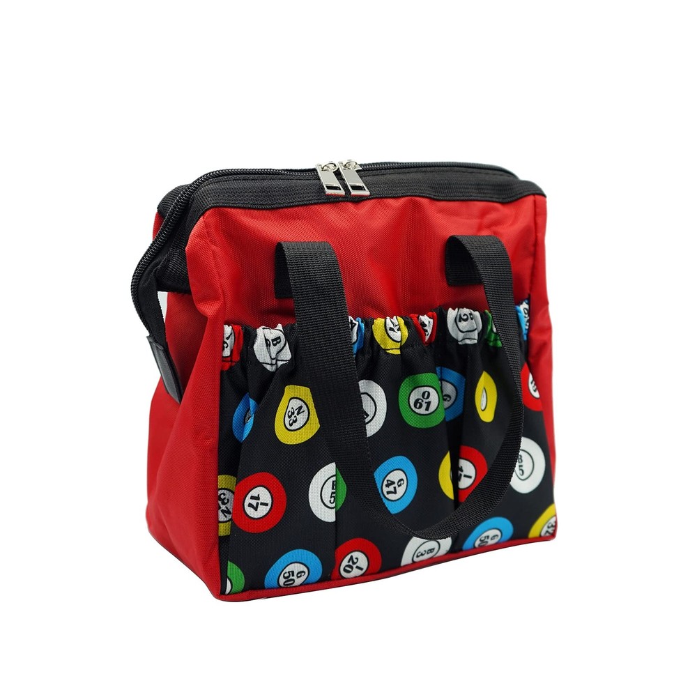 Bingo Dauber Bags with 6 Pockets Red Bingo Tote Bag