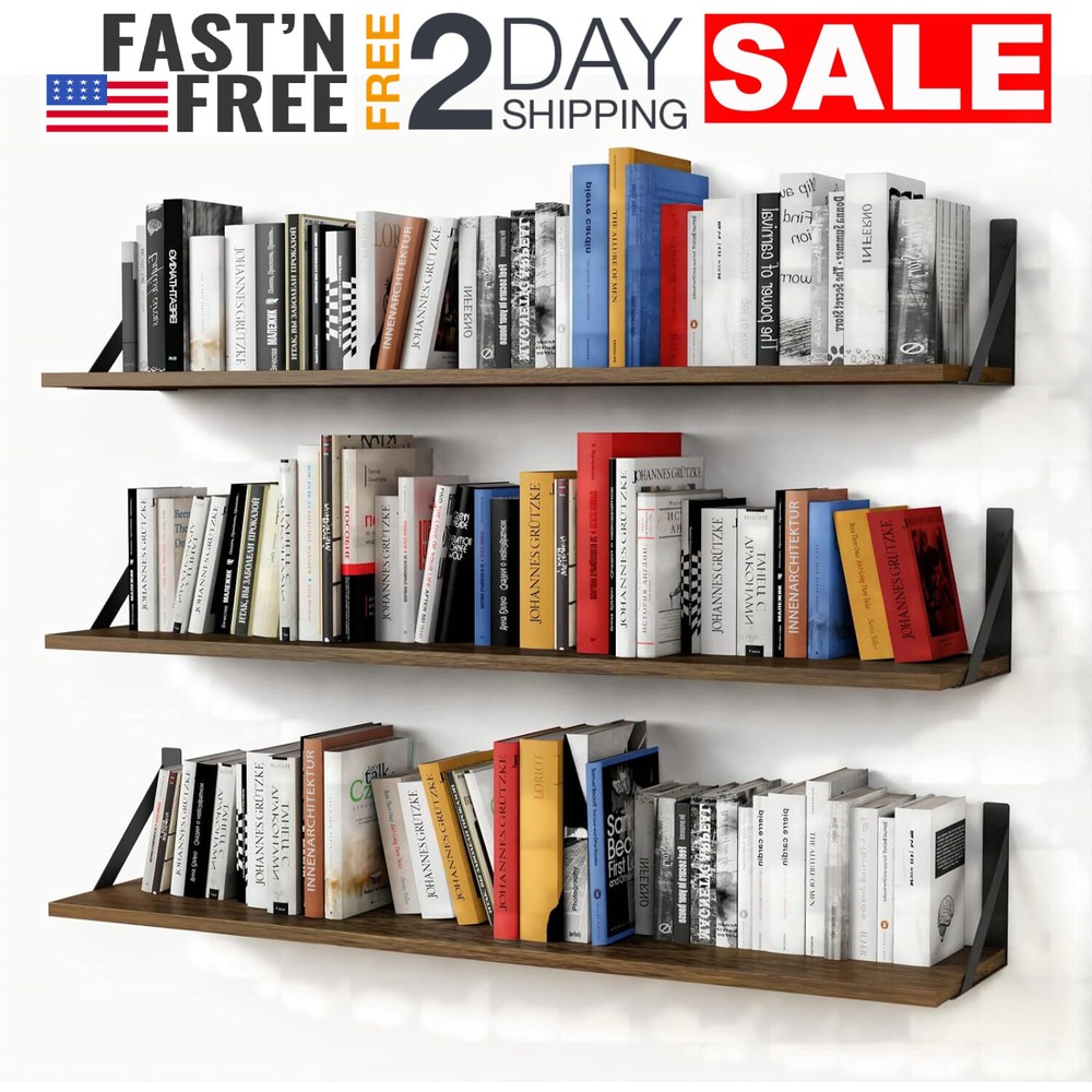 Large 36-Inch Floating Wall Shelves Set for Living Rooms & Bedrooms