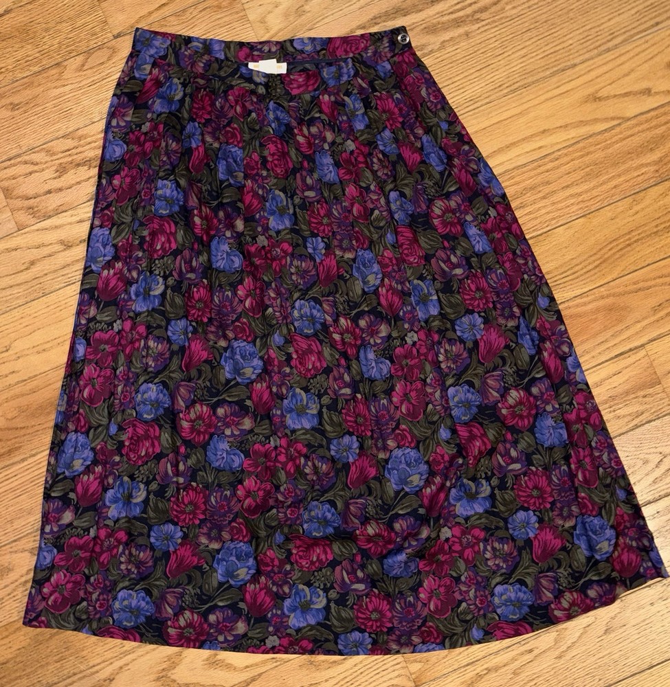 Brooks Brothers Vintage Floral Pleated Midi Skirt Size 16