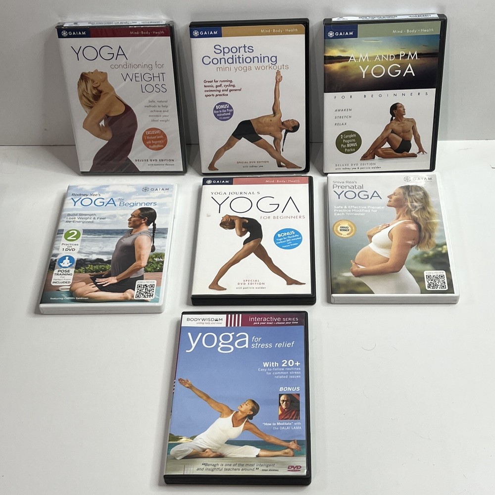 Gaiam Yoga Workout DVDs Body Wisdom Rodney Yee Mind Body Health Lot of 7