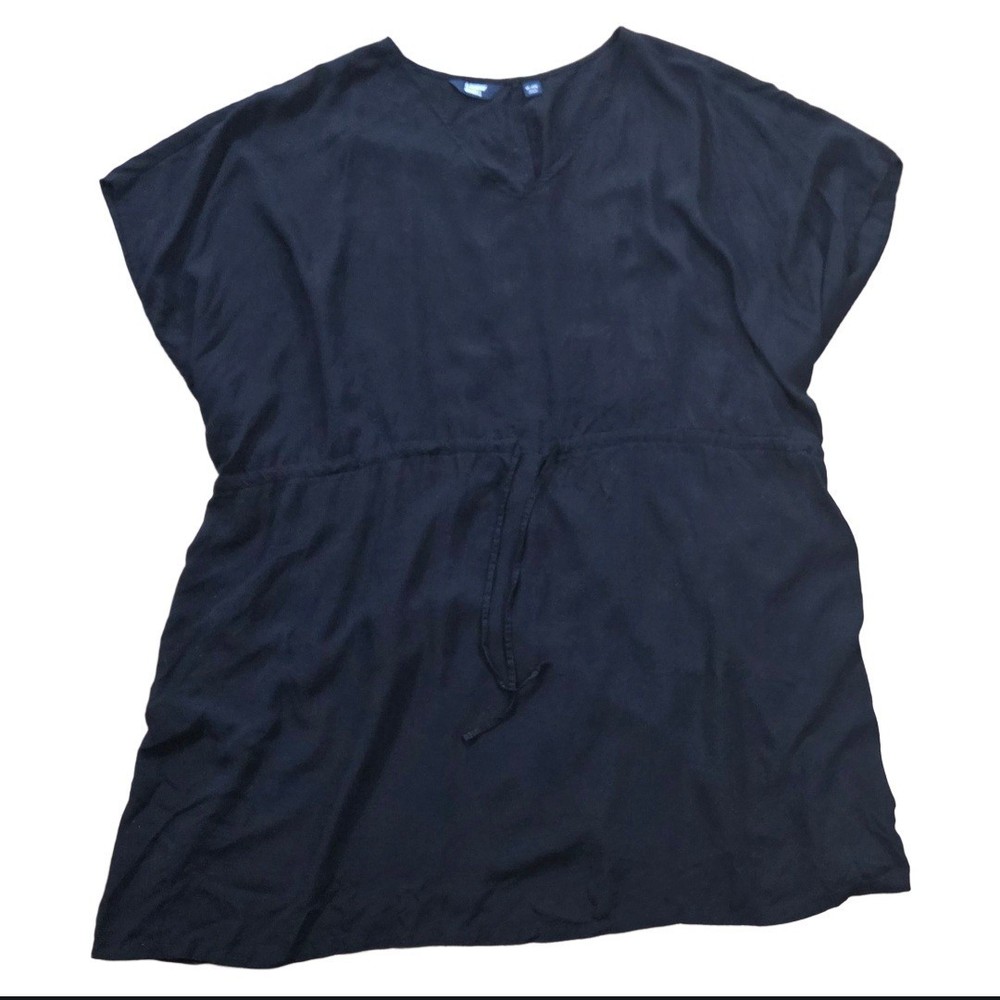 Lands End Black Swim Cover Up Womens Size XL - XXL Beach Vacation Drawstring