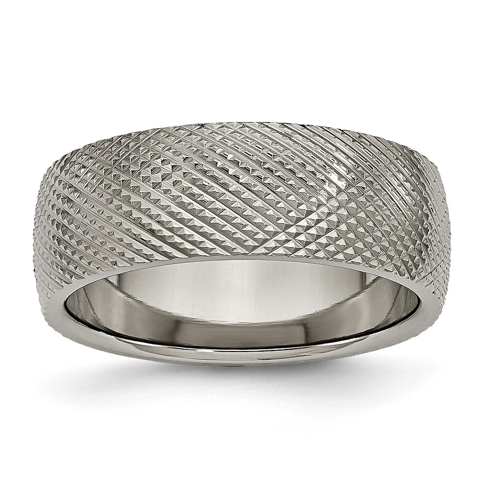Titanium Polished and Textured 8mm Band Ring Size 12 for Men 4.21gm