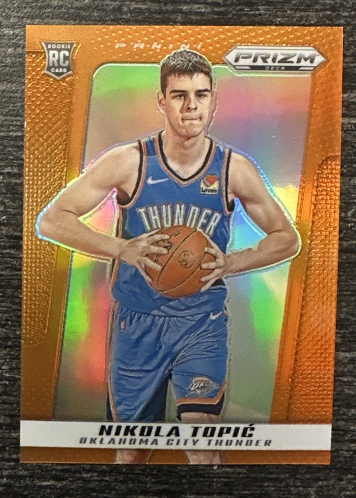 Nikola Topic 2024-25 Panini Prizm DECA Orange Prizm 49/49 Thunder Rookie Card SP-image