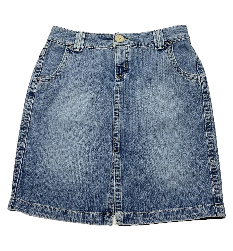VTG Hydraulic Denim Blue Jean Slit Skirt Jrs 7/8 Y2K 00s Preppy Grunge Hipster