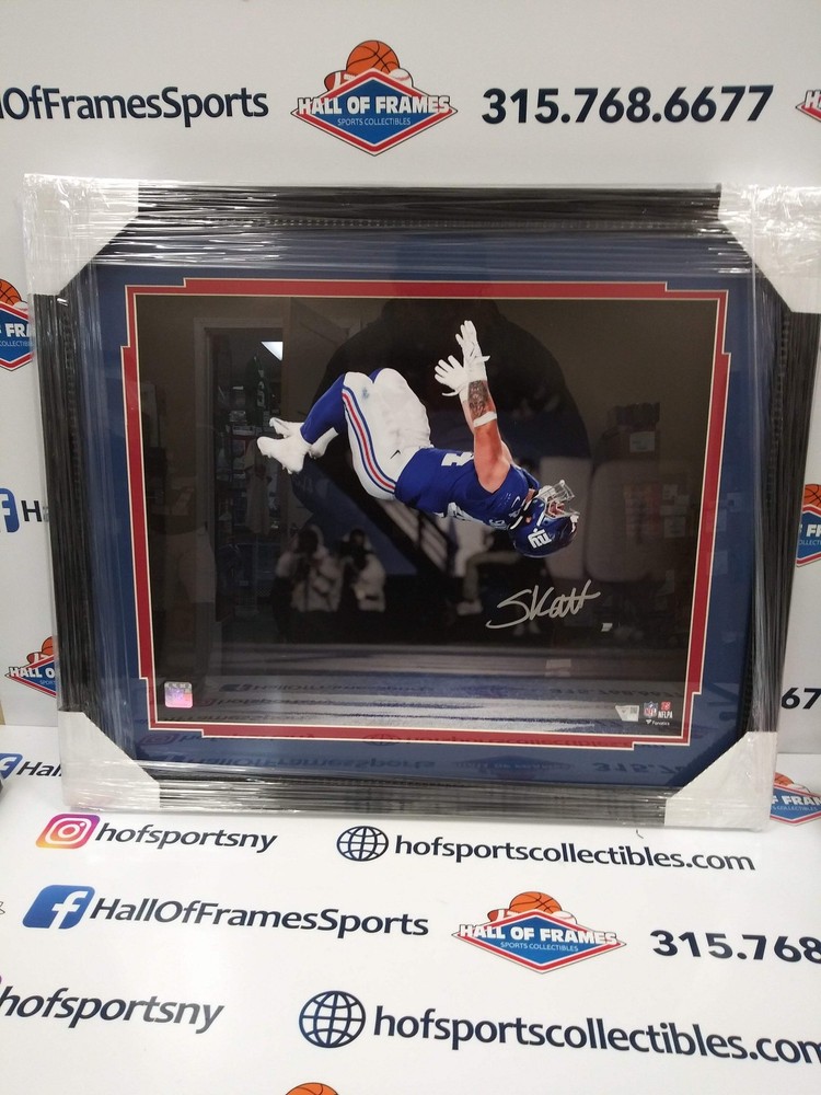Cam Skattebo New York Giants Signed 16X20 Framed Backflip Fanatics Coa