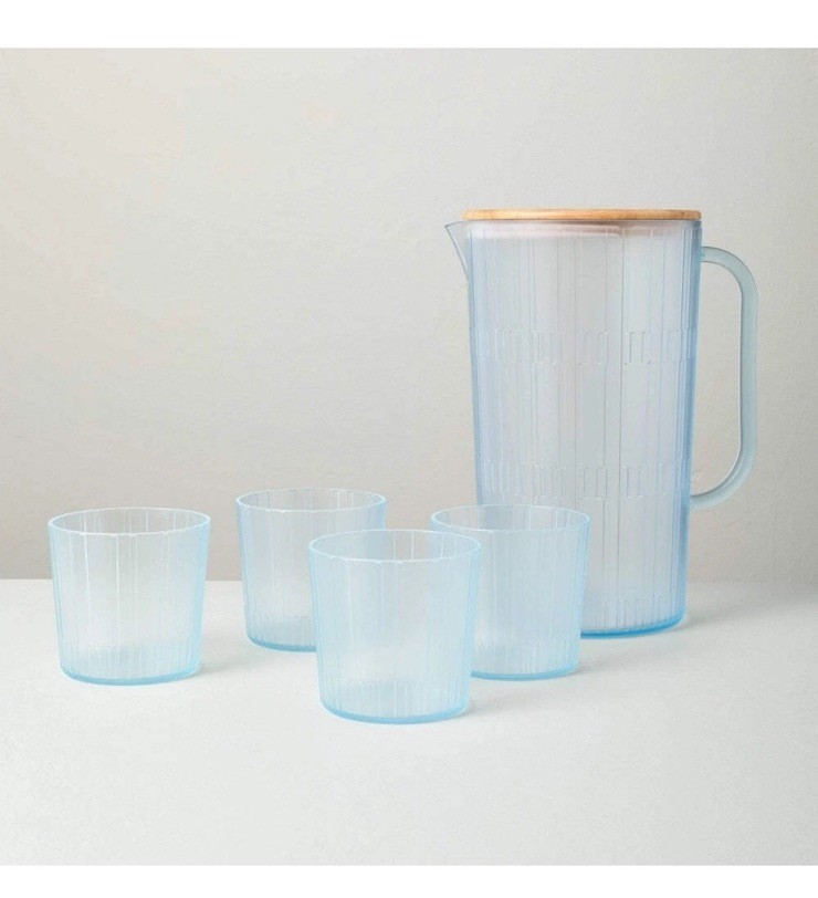 3L Acrylic Beverage Pitcher and Cup Set Blue - Hearth & Hand with Magnolia