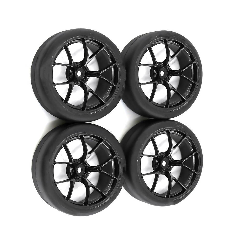 4Pcs Tires & Wheels Rims Set for Tamiya TT01 TT02 XV01 HPS HPI 1/10 RC Car