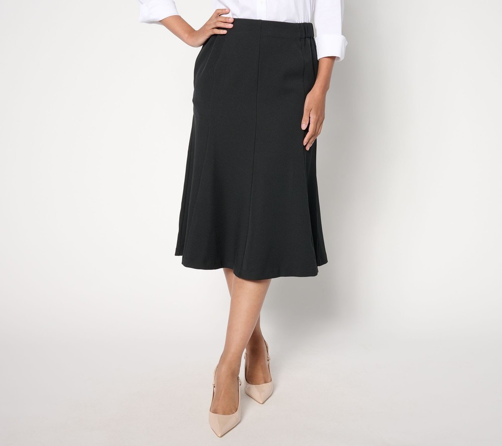 Isaac Mizrahi Live! Women's Plus Sz Skirt 4X Timeless Twill Below Black A655451