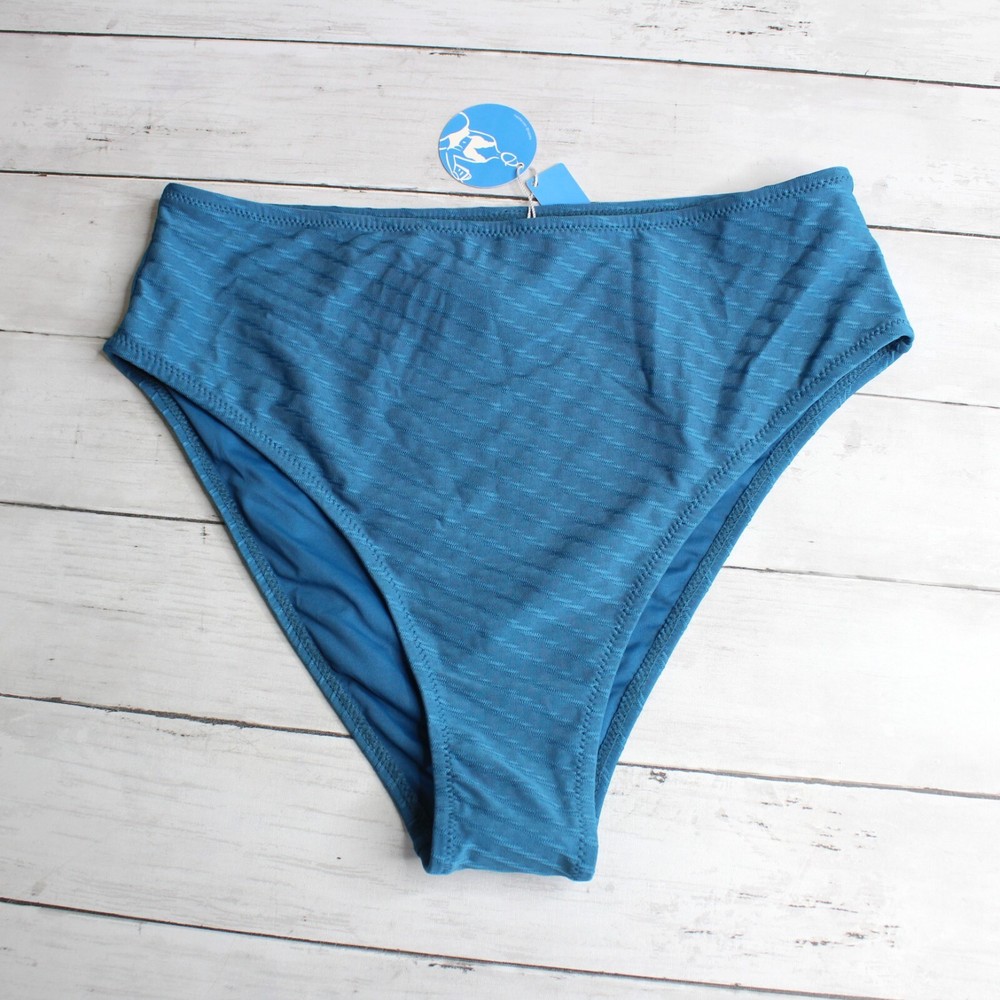 Cupshe Swimwear Women's High Waist Bikini Swim Bottoms Size L Blue