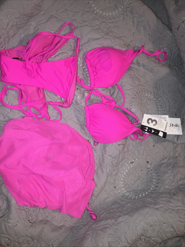 Women's Pink Two-Piece Bikini Set Top and Bottom Swimwear, Size Small