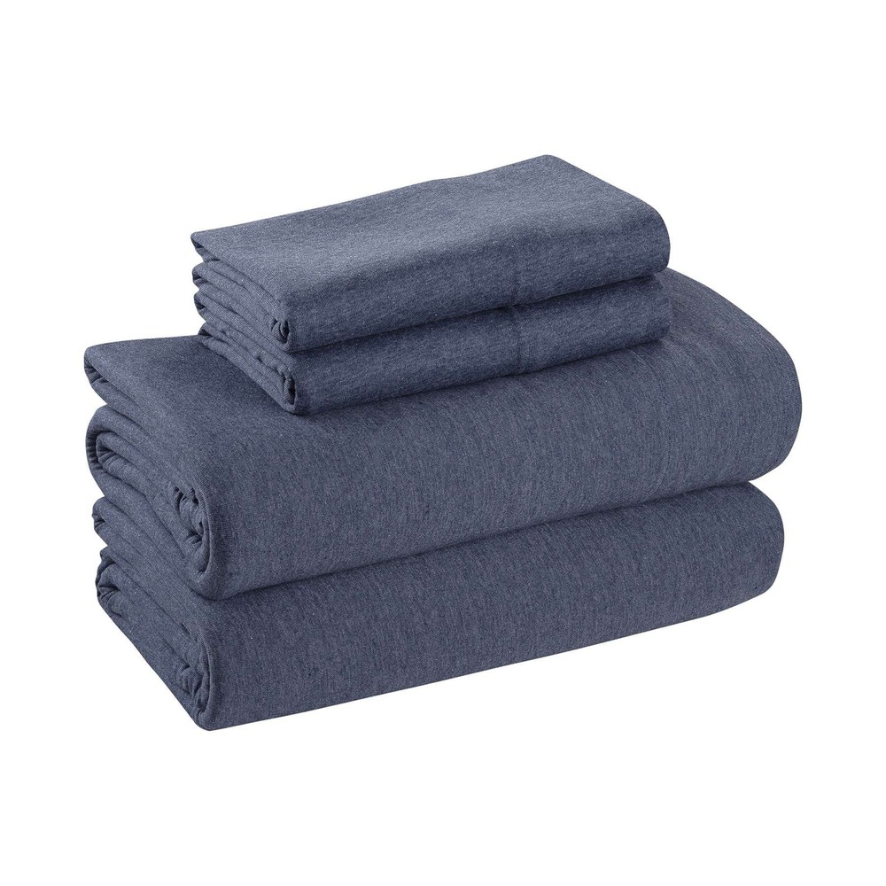Extra Soft Adult Jersey Bed Sheet Set, Queen, Blue
