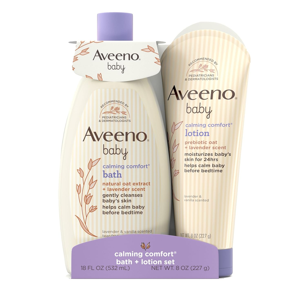 Calming Comfort Baby Bath & Lotion Set for Nighttime Skin Care with Natural Ingredients