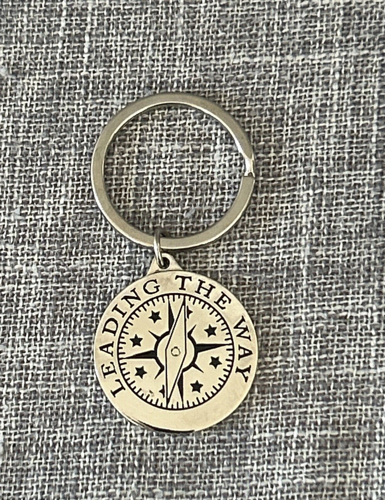 Baudville Leading the Way Nickel Plated Leadership Compass Engraved Keychain