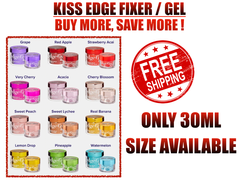 KISS EDGE FIXER 30ml 24HR Glue Max Hold All Hair Types FREE SHIPPING BULK DEALS