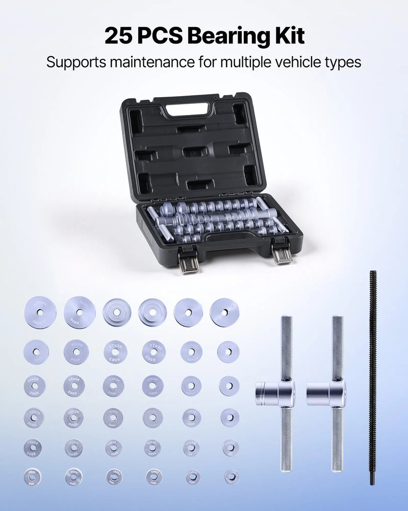 Bearing Press Kit, 25 Pcs, Bearing Race and Seal Driver Set with Bushings & Wre