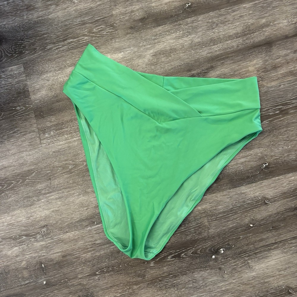Green Aerie High Rise Crossover Waist Bikini Bottom Size Xl