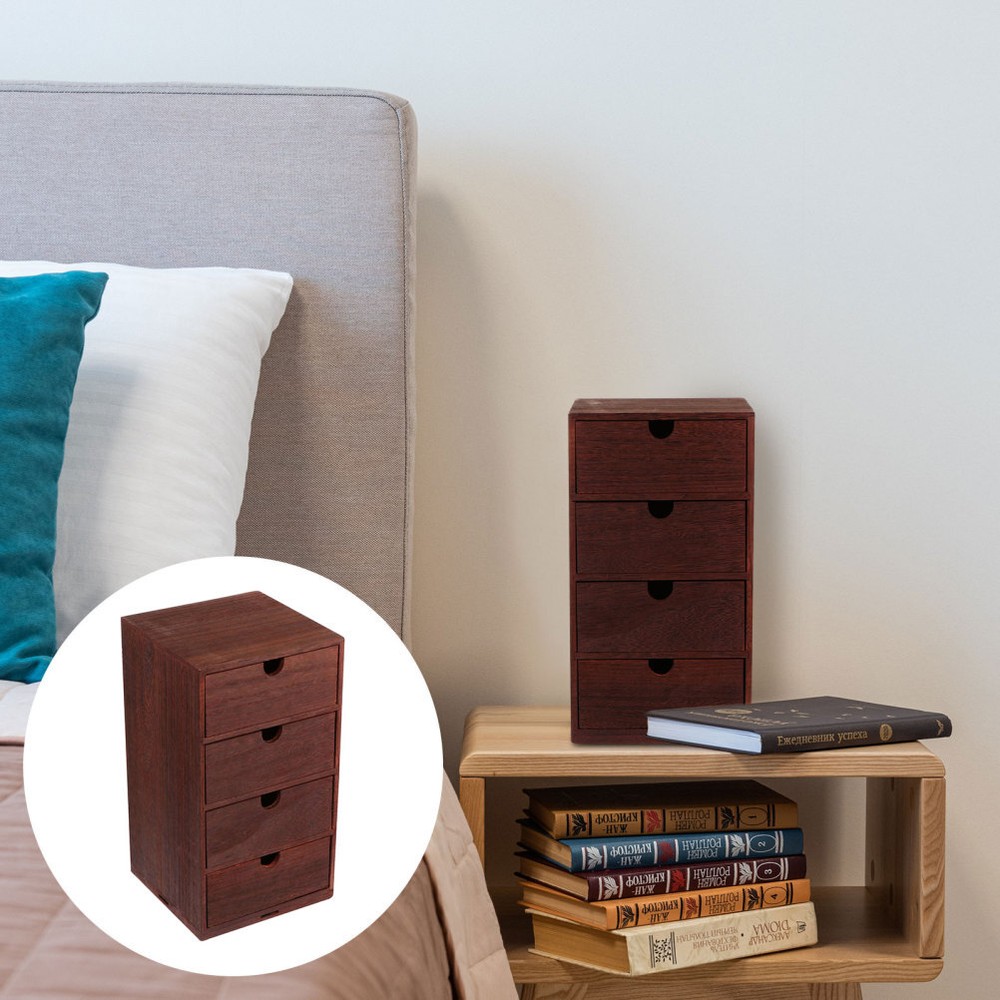 Wooden Desk Organizers Toolbox Drawer Storage Artistic Atmosphere Office