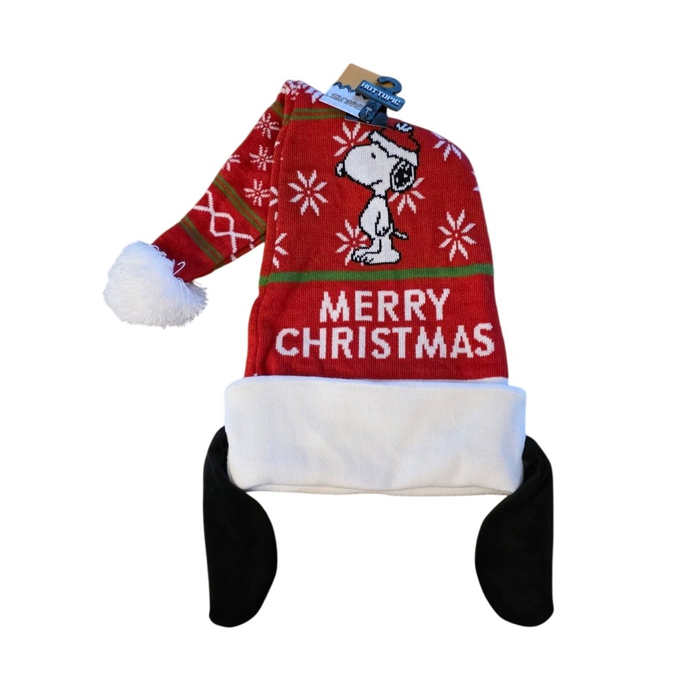Snoopy Peanuts Santa Knit Hat with Dog Ears NWT Hot Topic-image