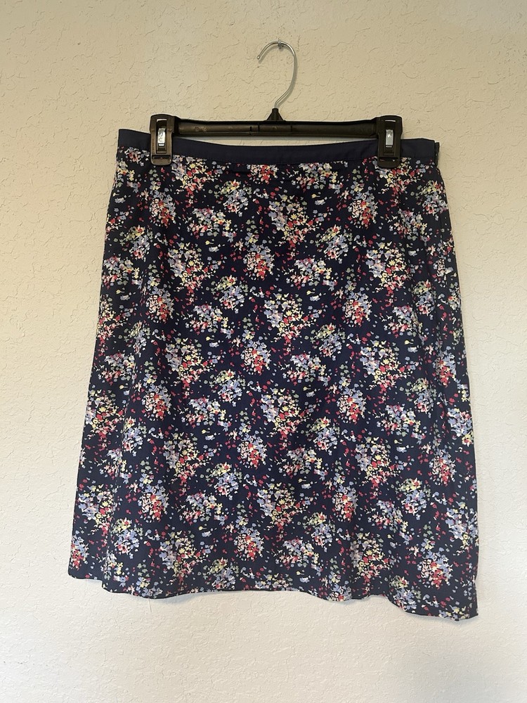 Feminine Boden Navy Blue Ditzy Floral Print A-Line Skirt Size 8