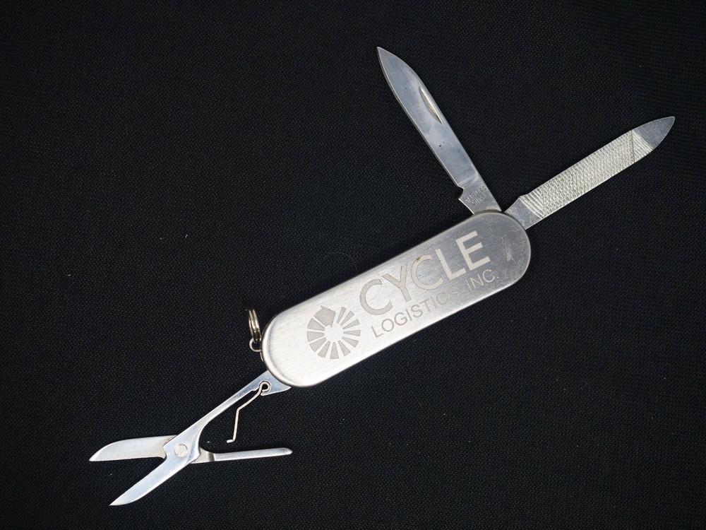 Cycle Logistics Serving Chicago 3 Function Pocket Knife Keychain 1 1/2