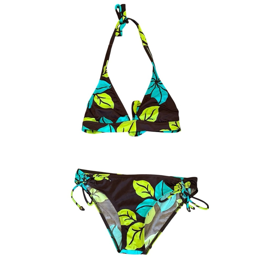 RAISINS Women’s Bikini Set Size M Halter Top & Bikini Bottom Tropical Pattern