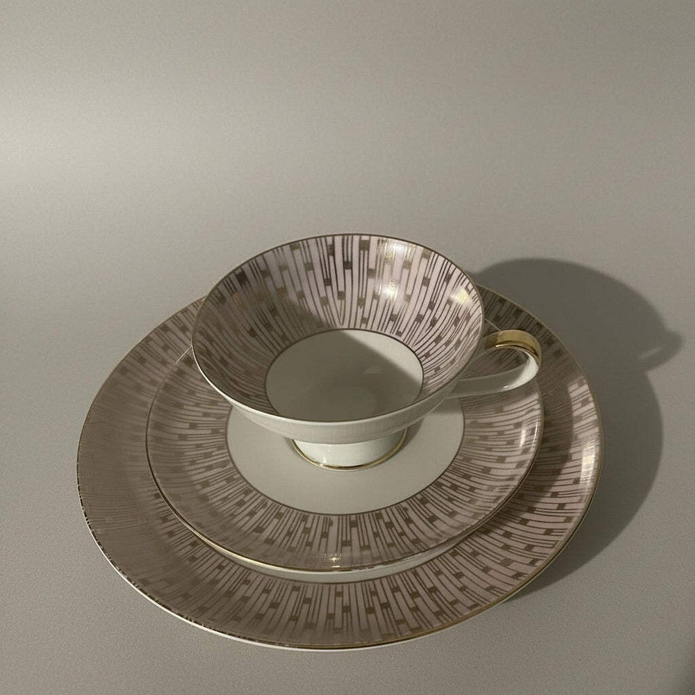 Vintage Bavarian Porcelain Trio (Cup, Saucer & Dessert Plate - Katarina