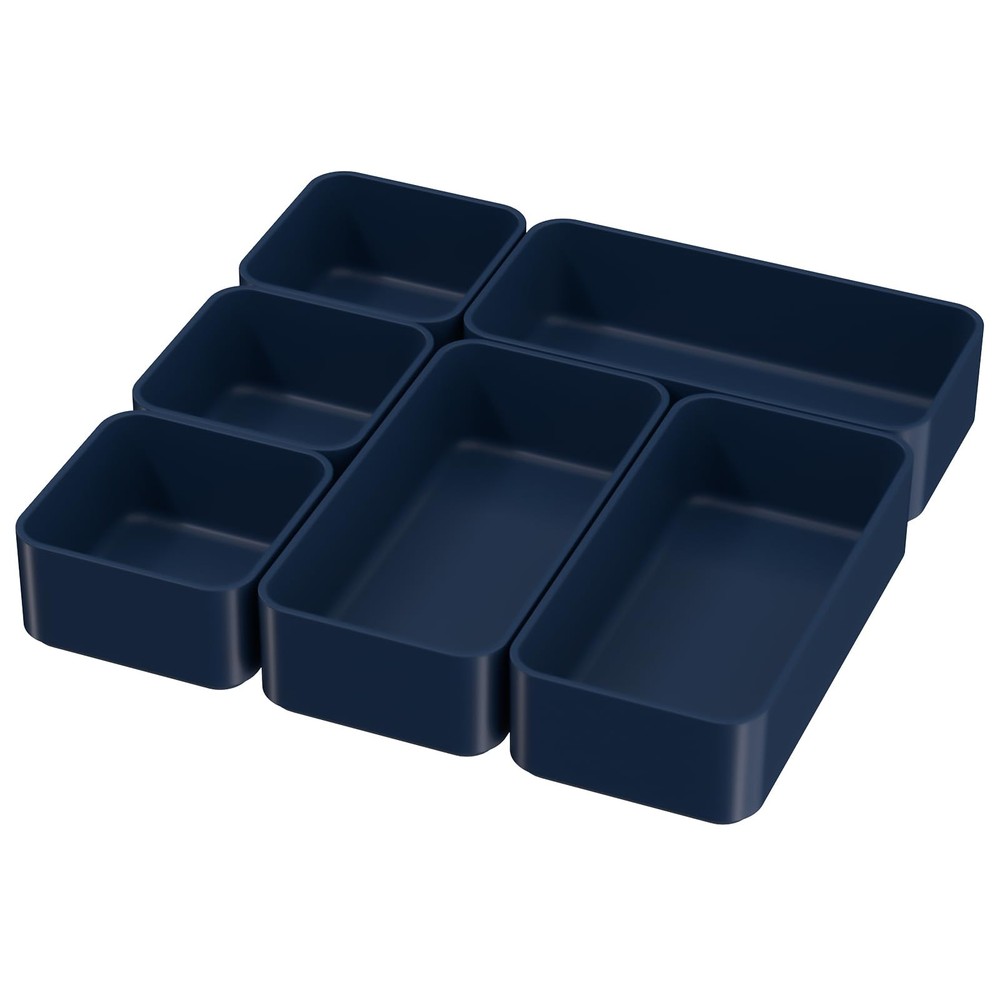 6 Pcs Stackable Drawer Organizer Set Desk Drawer Dividers, Bathroom Vanity Co...