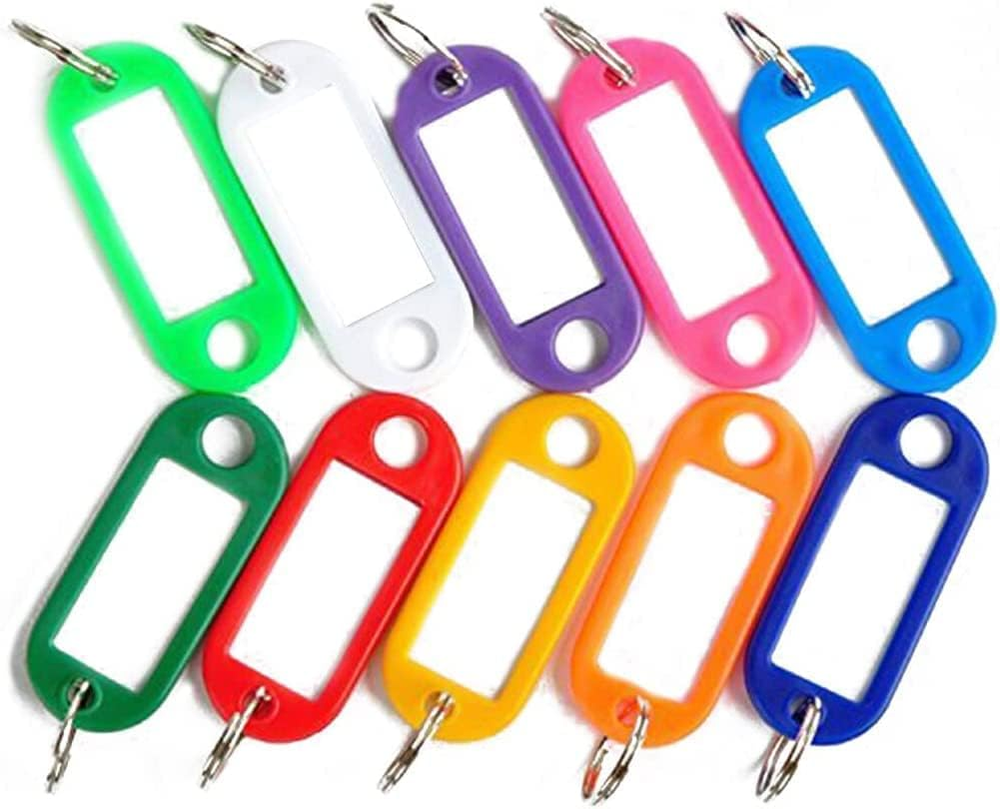 12Pcs Ring Keyring Reusable Plastic ID Label Key Tags Split Tough Plastic Key Ta