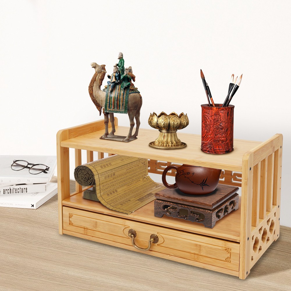 Meditation Storage Table Altar Table with Drawer Wood Desktop Organizer USA