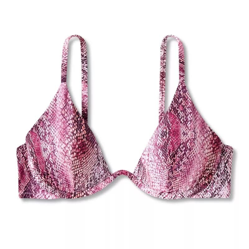 Shade & Shore Women's Underwire Bikini Top Pink Snake Print (32B)