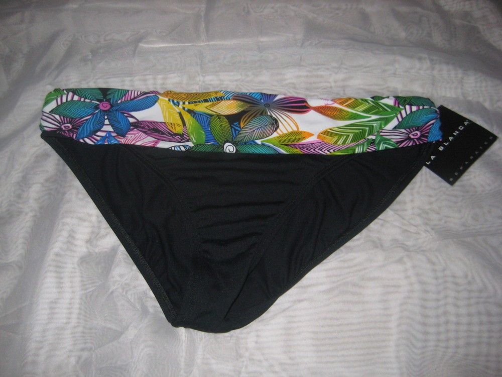 La Blanca Swimsuit Size 12 Womens New Bikini Bottoms Black Multi