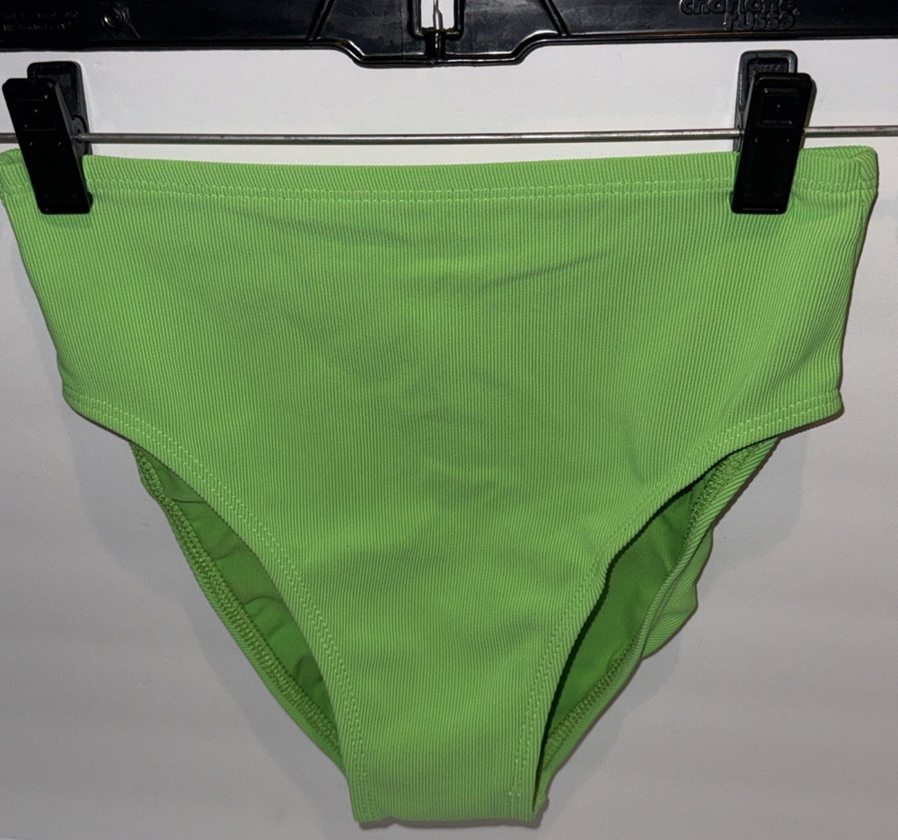 NEW Lands' End Lime Green Bikini Swim Bottom High Waisted Lime Green Women's  10