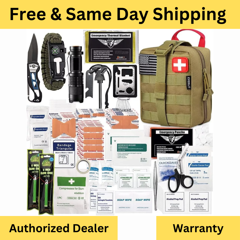 EVERLIT 250 Pieces Survival First Aid Kit IFAK EMT Molle Pouch Survival Kit-TAN