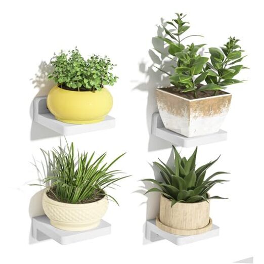 Mini Floating Shelves 4 Inch Wall Mounted Wood Shelf in Washed White